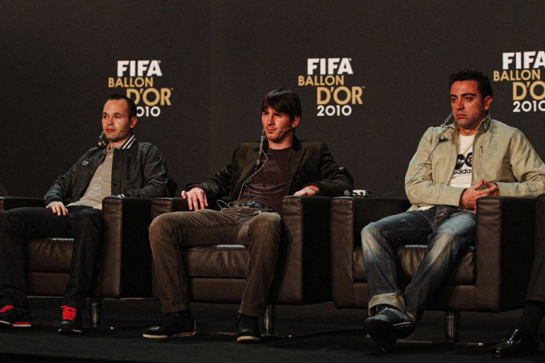 ManagingBarca's tweet image. 🇪🇸🗣️ Andrés Iniesta on not winning the Ballon d&apos;or in his career: 

&quot;The photo of Leo [Messi], Xavi, and I on the podium of the Ballon d&apos;or is the biggest prize of that day, of that moment. Three guys from La Masia...&quot; 

&quot;I think it&apos;s even more than whoever won it.&quot; ♥️
