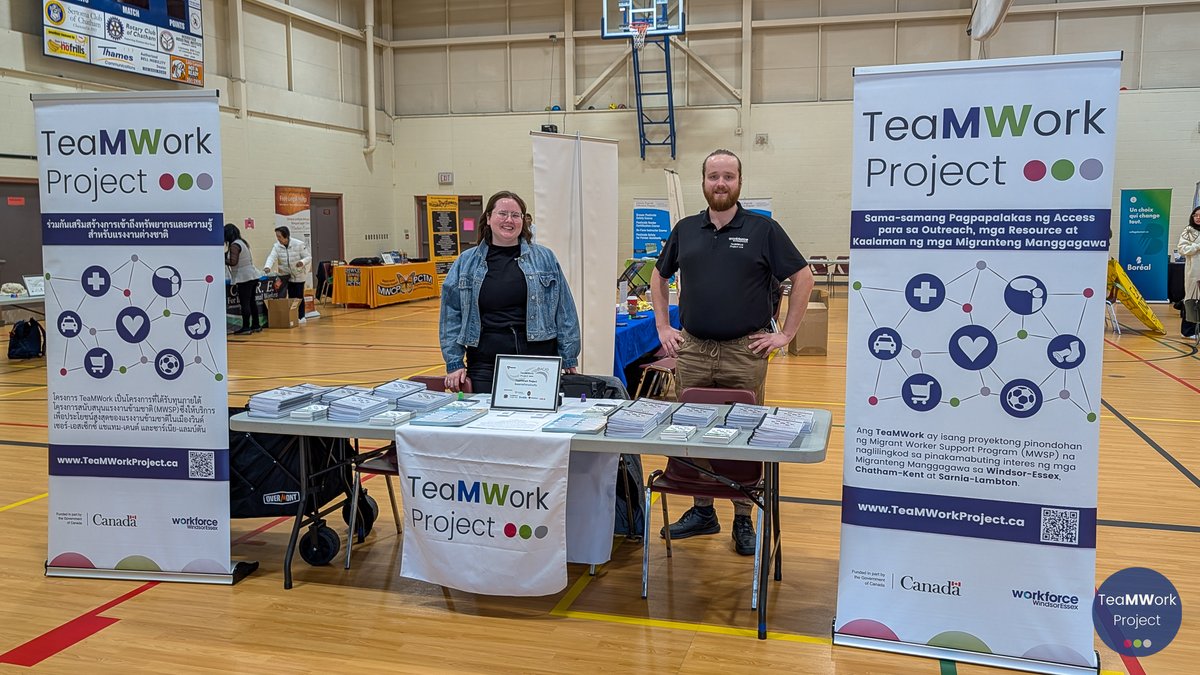 TeamworkMWSP's tweet image. 🚨 Happening Now! 🚨 We&apos;re at the Asian Migrant Farm Workers Health and Information Fair hosted by Asian Community AIDS Services &amp;amp; @OHCOWclinics at the W.I.S.H. Centre in Chatham until 4 PM! Stop by for free health check-ups, acupuncture, massage, refreshments, and giveaways!…