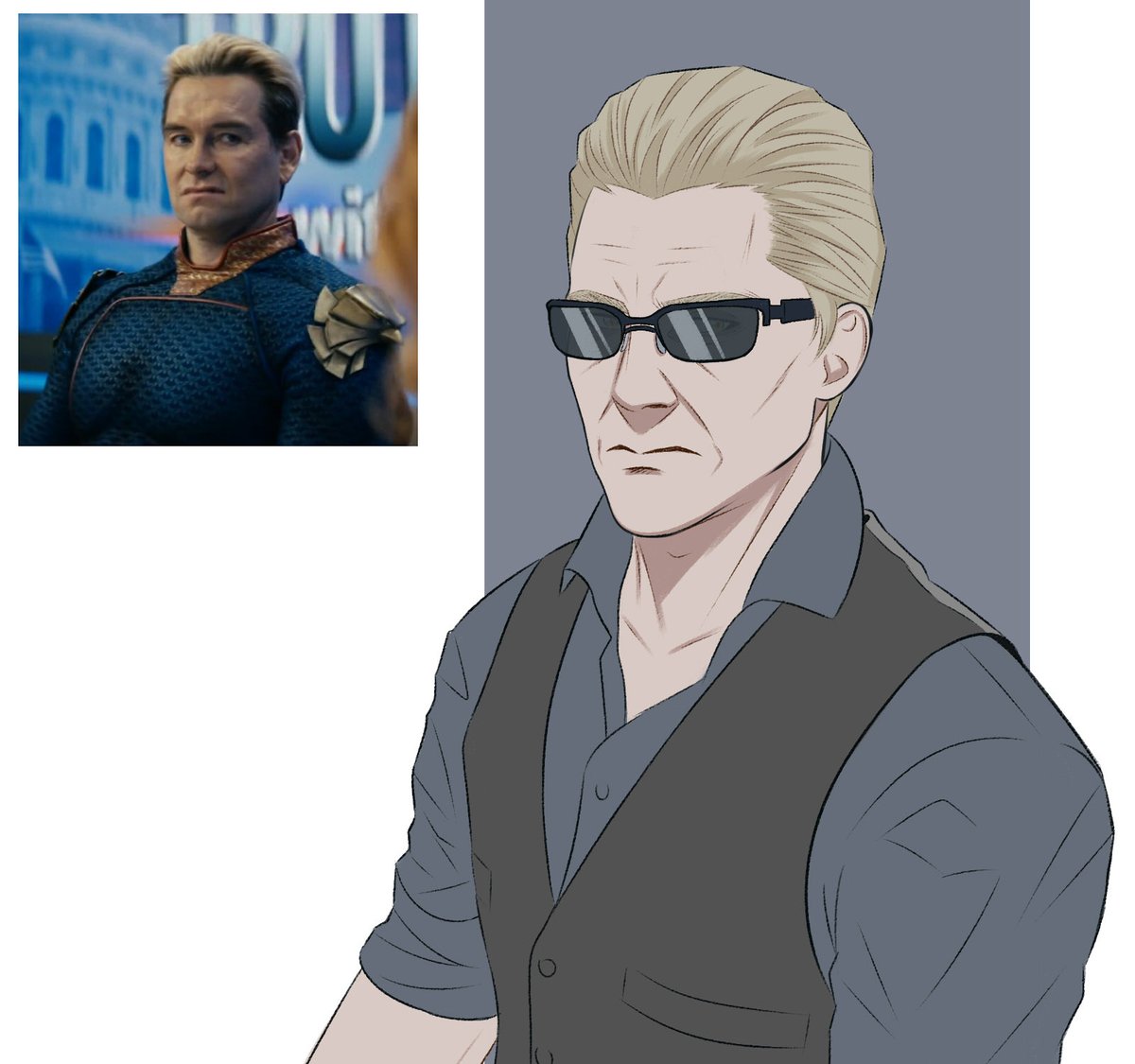 Practical_Al's tweet image. wesker but it&apos;s disgusted homelander meme

#REBHFun #AlbertWesker