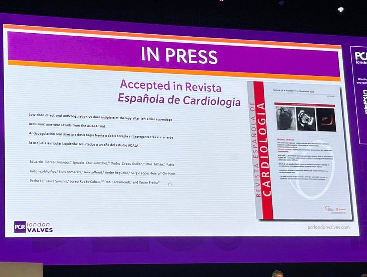 pedro_cepas's tweet image. One-year results from the ADALA trial — presented as LBCT by @freixa_xavier at PCR London Valves 2025  🇬🇧 — coming soon in @RevEspCardiol