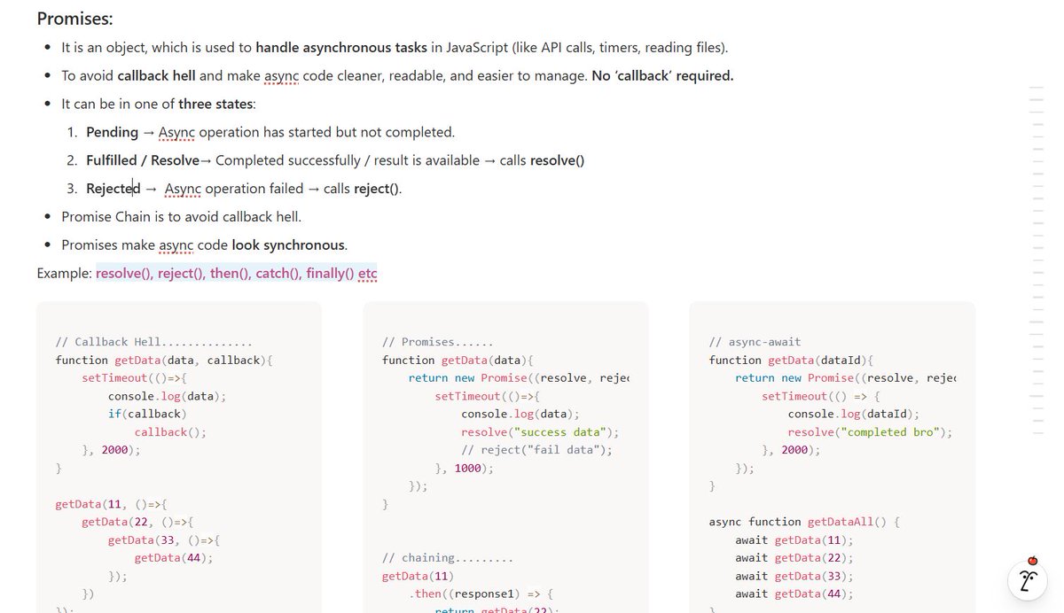 pawan_bisht777's tweet image. 31. JavaScript Promises! 🤝 Asynchronous Mastery
📍Topics:
✅ Promise States (pending, fulfilled, rejected)
✅ .then() &amp;amp; .catch() Methods
✅ Promise Chaining
✅ Error Handling in Promises

GitHub: github.com/IamPawan777/Fu…

#JavaScript #Promises #AsyncJS
