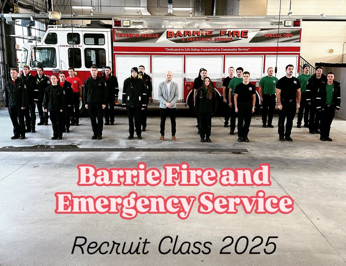 BarriePFFA's tweet photo. Tomorrow we welcome our twenty-two new recruits to the floor to coincide with the grand opening of Fire Station #6.  From November 4th to 7th, the newest members of the Barrie Professional Fire Fighter Assosiation underwent Live Fire Training at CFB Borden. They conducted 40 dynamic and varied evolutions designed to be as realistic as possible to prepare for the first chapter in their new careers. They worked hard and performed well. Great job, recruits! #bpffa #recruittraining #bpffarecruitclass2025