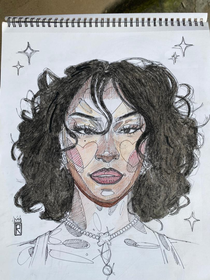 byramonade's tweet image. I decided to abandon this, every time i try to draw Tems it never comes out right 😂💔