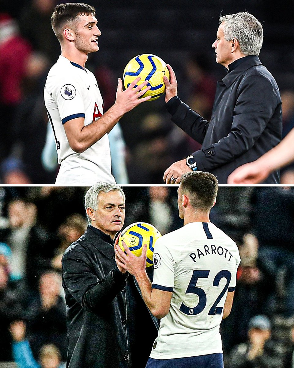 ESPNUK's tweet image. When Jose Mourinho made sure the match ball went to a 17-year-old Troy Parrott on his Premier League debut 👏