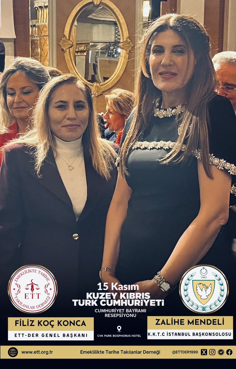 ETTDER1999's tweet image. Kuzey Kıbrıs Türk Cumhuriyeti’nin kuruluşunun 42. yıldönümü münasebetiyle,
K.K.T.C. İstanbul Başkonsolosu Sayın Zalihe Mendeli Hanımefendi’nin daveti üzerine gerçekleştirilen K.K.T.C. Cumhuriyet Resepsiyonuna Emeklilikte Tarihe Takılanlar Derneği olarak katılım sağladık.

Bu…