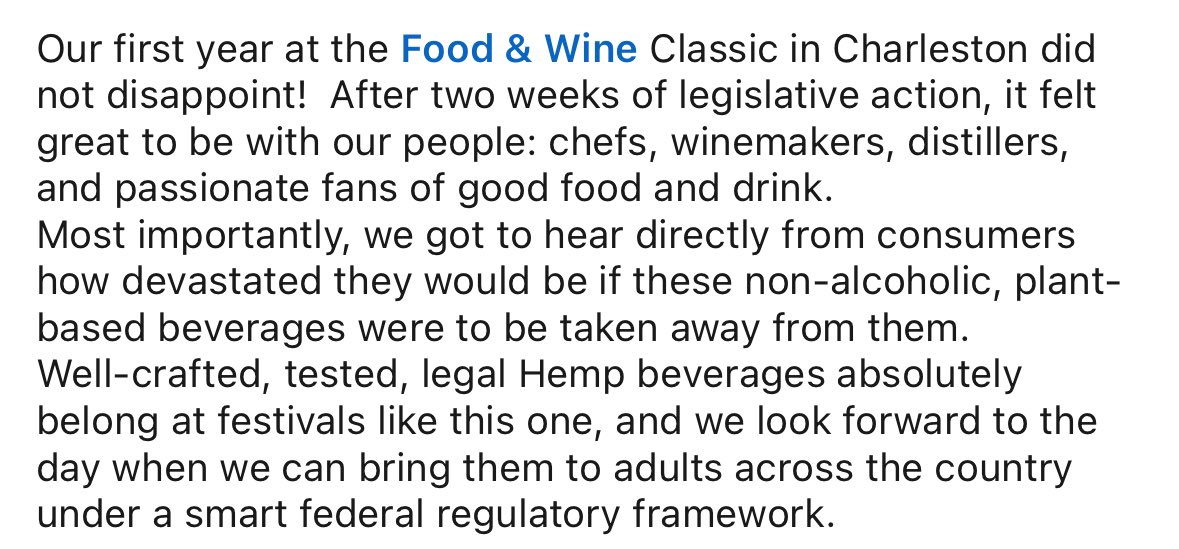 Thanks to <a href="/foodandwine/">Food & Wine</a> for having <a href="/drnklouielouie/">Louie Louie</a> at the Charleston Food &amp; Wine classic this weekend💚

Responsible adults deserve access to tested cannabis beverages where they find alcohol 🍷🍶🥃

Cheers y’all 🍻