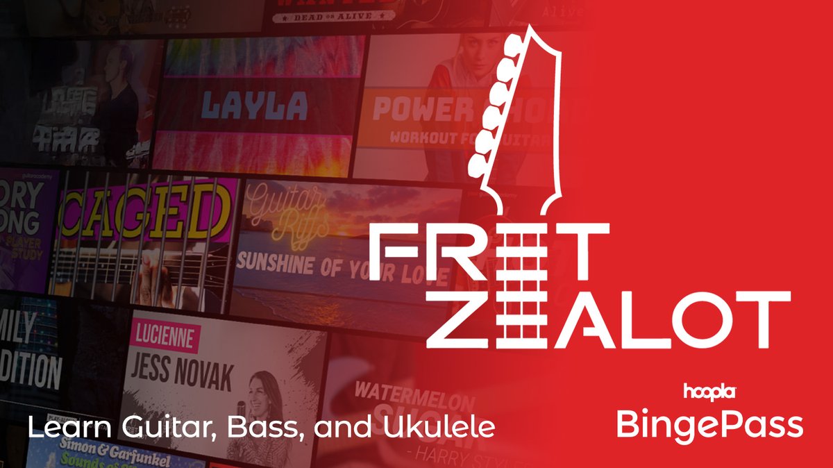 Learn to play the guitar, bass guitar, and ukulele with the Fret Zealot BingePass on @hoopladigital! Browse more than 3,500 video lessons from the world's top instructors. These curated courses cater to all skill levels and let you learn at your own pace. hoopladigital.com/bingepass/fret…