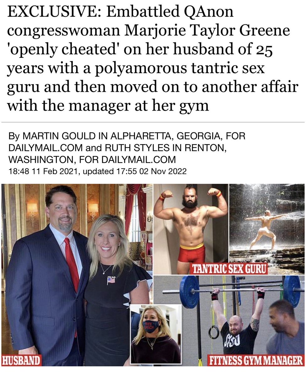 <a href="/RepMTG/">Rep. Marjorie Taylor Greene🇺🇸</a> Isn’t part of being a Christian not lying and betraying your friends? 

You kind of lost the ability to pretend to be a good Christian when you spread your legs for every man but your husband at your gym, <a href="/mtgreenee/">Marjorie Taylor Greene 🇺🇸</a>.

Cut the bullshit. You are a fake Christian and a lying hussy.