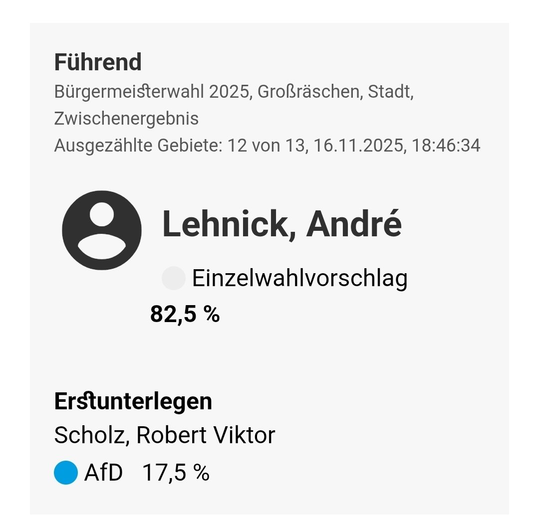 #Oberbürgermeisterwahl in #Grossraeschen. Kein Stich für die #AfD in Großräschen. 
#AfDBrandenburg
