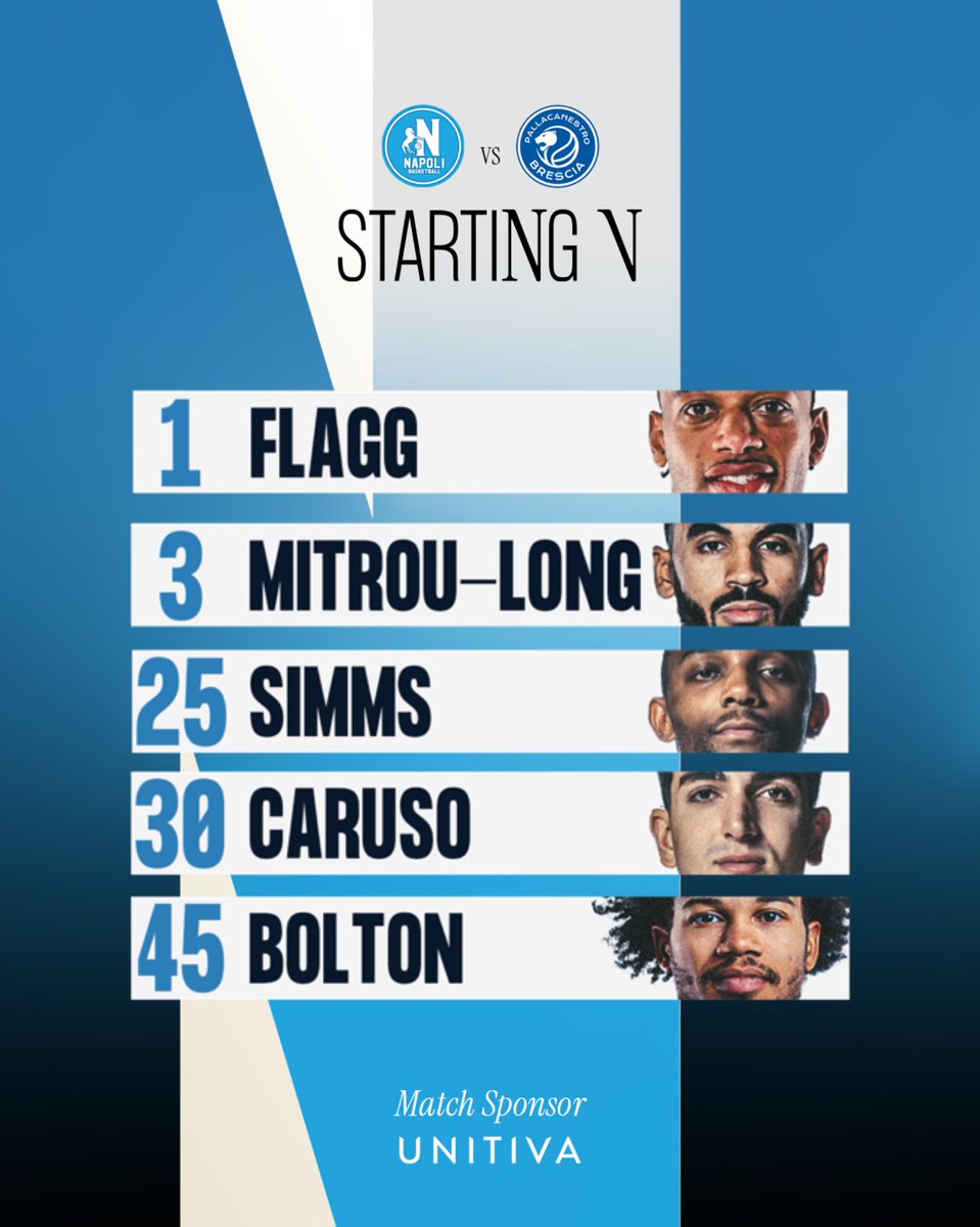 basket_napoli's tweet image. 𝗦𝗧𝗔𝗥𝗧𝗜𝗡𝗚 5️⃣🏀

Napoli Basket 𝗩𝗦 Germani Brescia

#NapoliBasketball | #DestinationNapoli | #Starting5 💙