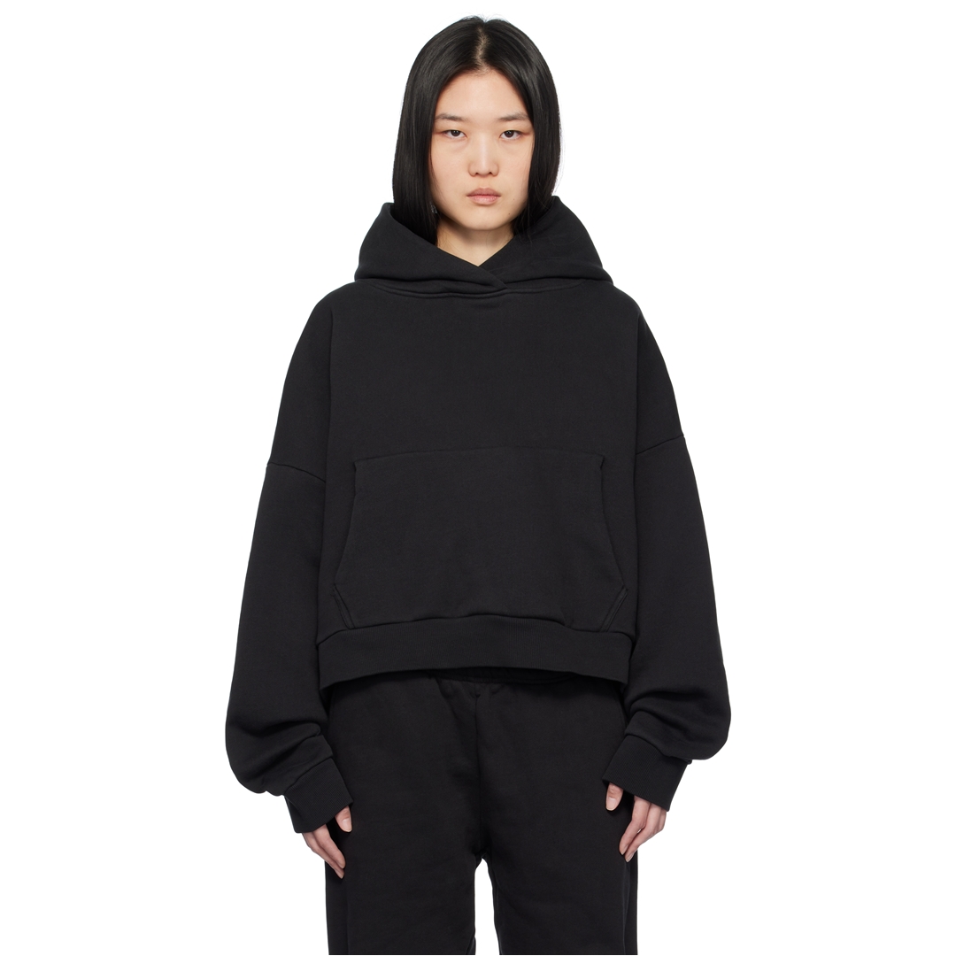 Lady Gaga closed her second Lyon show with 'Look What I Found', wearing the <a href="/EntireStudios/">Ash Young</a> "Heavy" cropped black cotton hoodie.