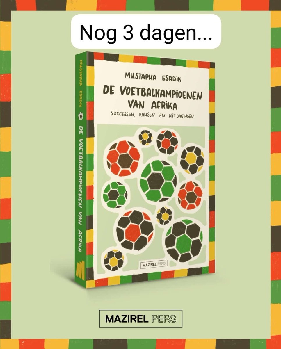 Nog 3 dagen tot de release van De Voetbalkampioenen van Afrika! 🫵
Een inspirerend boek van Mustapha Esadik over de rijke geschiedenis, glorie en toekomst van het Afrikaanse voetbal.

🫵Pre-order nu en wees de eerste die aftrapt!

walburgpers.nl/nl/book/978946…