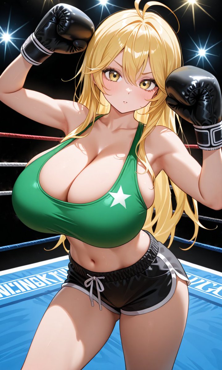 金髪胸部装甲厚めボクサー。

#女子ボクシング　#胸部装甲