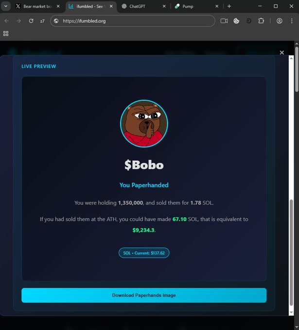 tokenMancerX's tweet photo. Made good gains on $Bobo, but turns out I could've bagged way more... 🤑 

https://t.co/9R6PN2Kswx https://t.co/FGu4jjK909
