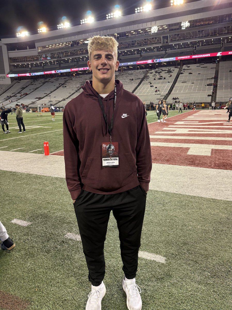 Thank you <a href="/WSUCougarFB/">Washington State Football</a> for a great visit, and thank you to all the coaches and staff for the great hospitality. Can’t wait to get on campus again soon!

<a href="/WazzuRogers/">Jimmy Rogers</a> <a href="/dfreund7/">Danny Freund</a> <a href="/SamKing10/">Sam King</a> <a href="/CoachLucasWazzu/">Coach Taylor Lucas</a> <a href="/Owen_Baebler/">Owen Baebler</a> <a href="/ColemanWalker_/">Coleman Walker</a> <a href="/BenjiKamrath/">Benji Kamrath</a> <a href="/WaukeshaWestFB/">Waukesha West Football</a>