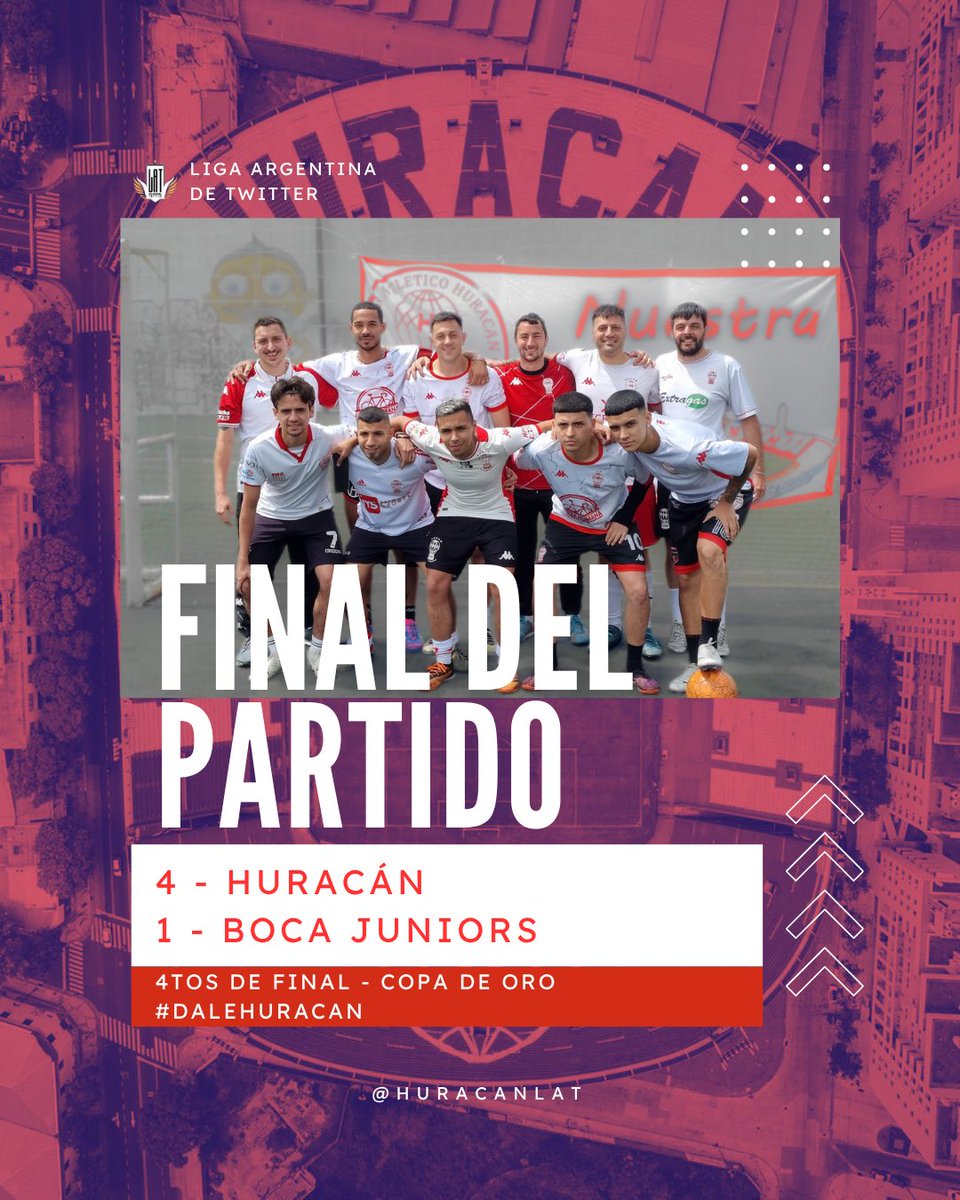 FINAL DEL PARTIDO ‼️

HURACÁN 4-1 BOCA JUNIORS

#DaleHuracan

<a href="/LAT_ARG/">LAT - 𝑳𝒊𝒈𝒂 𝑨𝒓𝒈𝒆𝒏𝒕𝒊𝒏𝒂 𝑻𝒘𝒊𝒕𝒕𝒆𝒓</a>