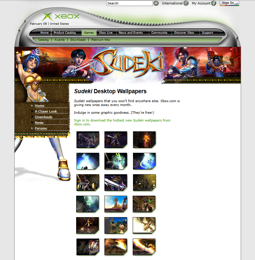 Elko992's tweet photo. @meyerpark @JezCorden i picked an archive from 2003 it lets me navigate through the website like downloads and then selected sudeki wallpapers. It works pretty good. https://t.co/gv2pfXAg5q