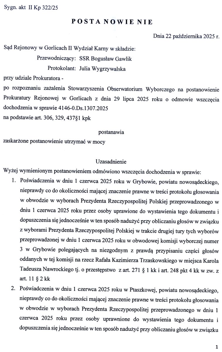 obserwatorium_w's tweet photo. "Przeciwko argumentacji skarżącego można powołać prosty przykład. Jeżeli przysłowiowy Kowalski dopuścił się kradzieży na szkodę przysłowiowego Nowaka i został za to prawomocnie skazany, czy jeżeli Nowak został okradziony po raz kolejny lub zgubił rzecz (nie wie dokładnie), ... https://t.co/t1PoLaqRi9