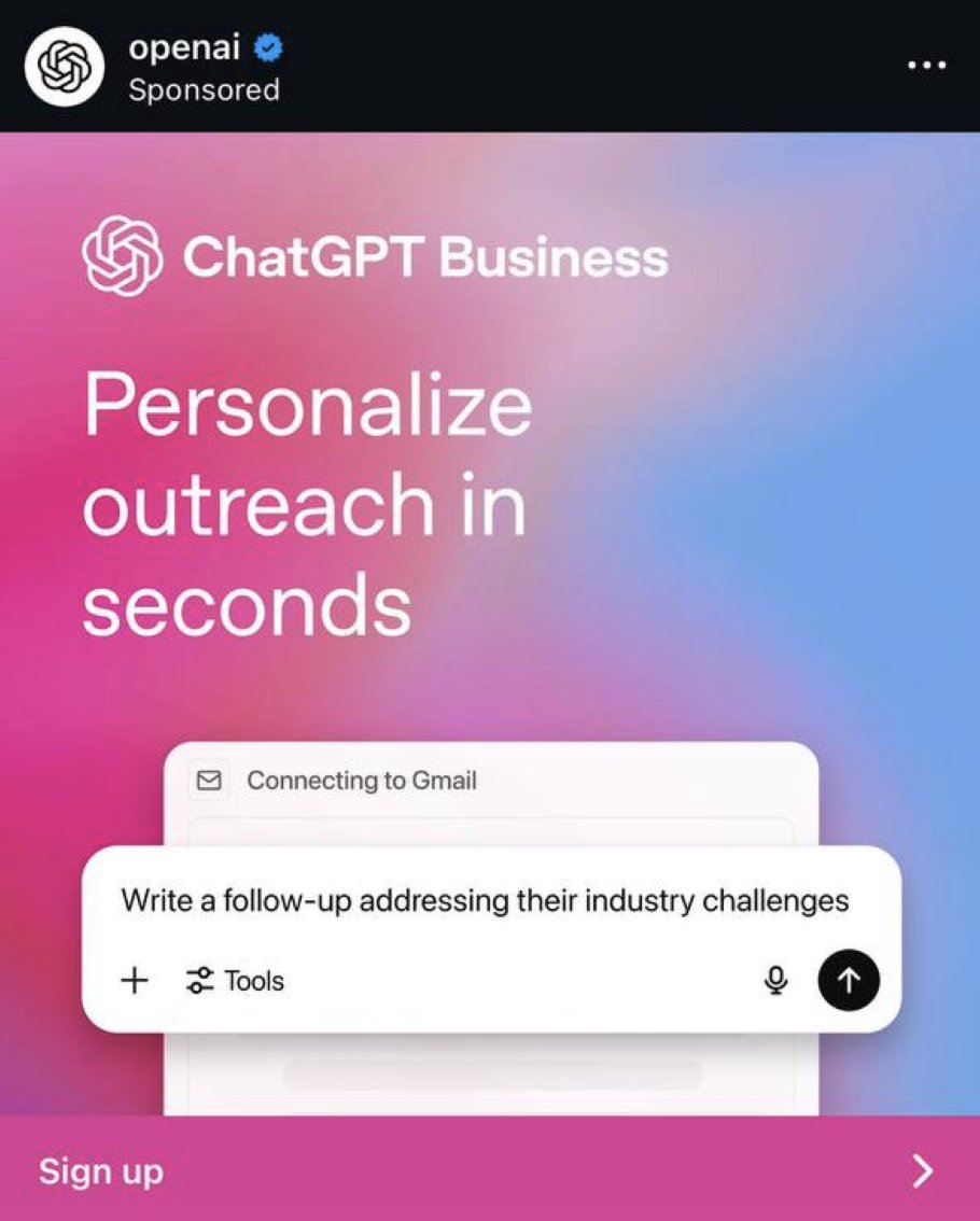 friendly reminder that even openai is running ads for chatgpt