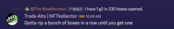 FarmBoyCyan's tweet photo. Always looking for an excuse to pen a few more boxes. Saw this and said, Fuck it, lets rip 5

On the 4th box, BOOM

I just found a Gen 2 Wolf Orphan in a Shiny Box in @wolfdotgame! https://t.co/wv8nMczdRT