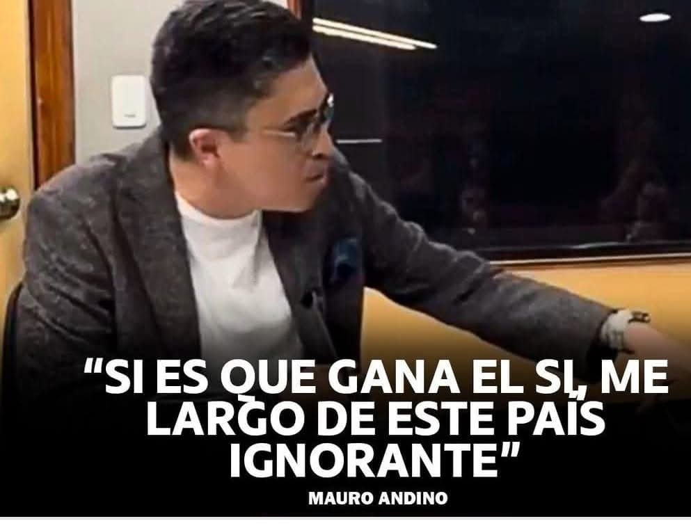 DrEstebanv's tweet image. Pelotudo Andino: &quot;Si gana el Sí, me largo de este país ignorante&quot;.  Porque el caos que lucras con tu familia (negocios chuecos y subsidios eternos) se acaba si el pueblo piensa. ¿Cuánto más vamos a dejar que parásitos nos roben el desarrollo? #lookwithin #ecuadormásjusto