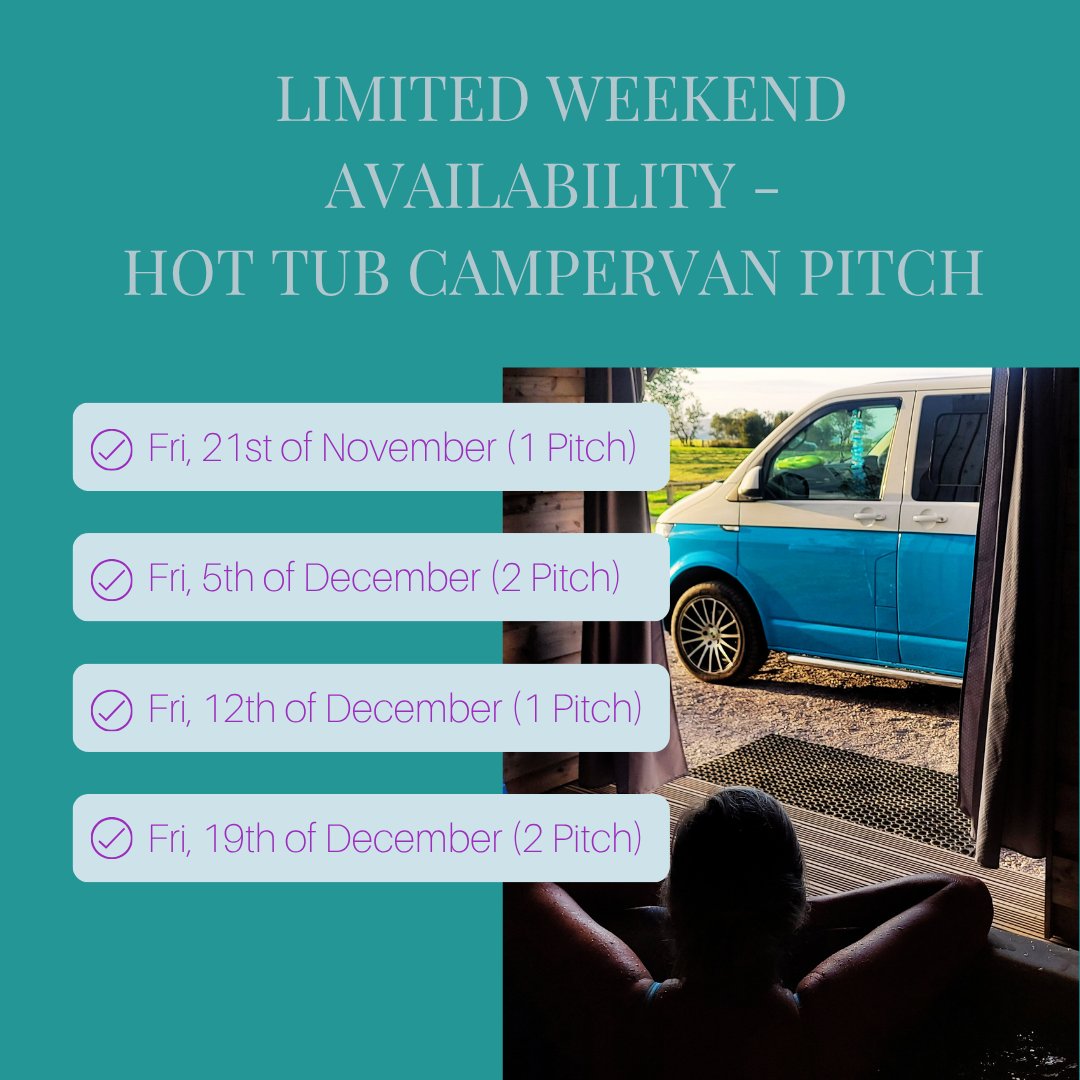 syddeestormy's tweet photo. 🚨 LAST FEW WEEKEND SPOTS BEFORE CHRISTMAS! 🚨
Treat yourself to a cosy break at Waenfechan:
• Hot Tub Campervan Pitch
• Hideaway Pod
• Secluded Pods
Book Today https://t.co/TXuu0TeHgN https://t.co/x8lYJzOFSK