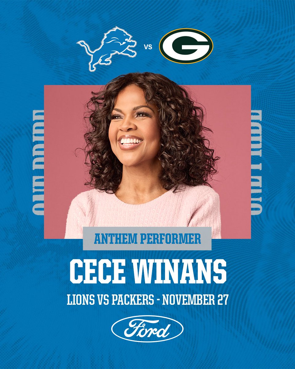We’re excited to have renowned Gospel musician and Detroit-native CeCe Winans perform the National Anthem to kick off our Thanksgiving Classic presented by <a href="/Ford/">Ford Motor Company</a>!