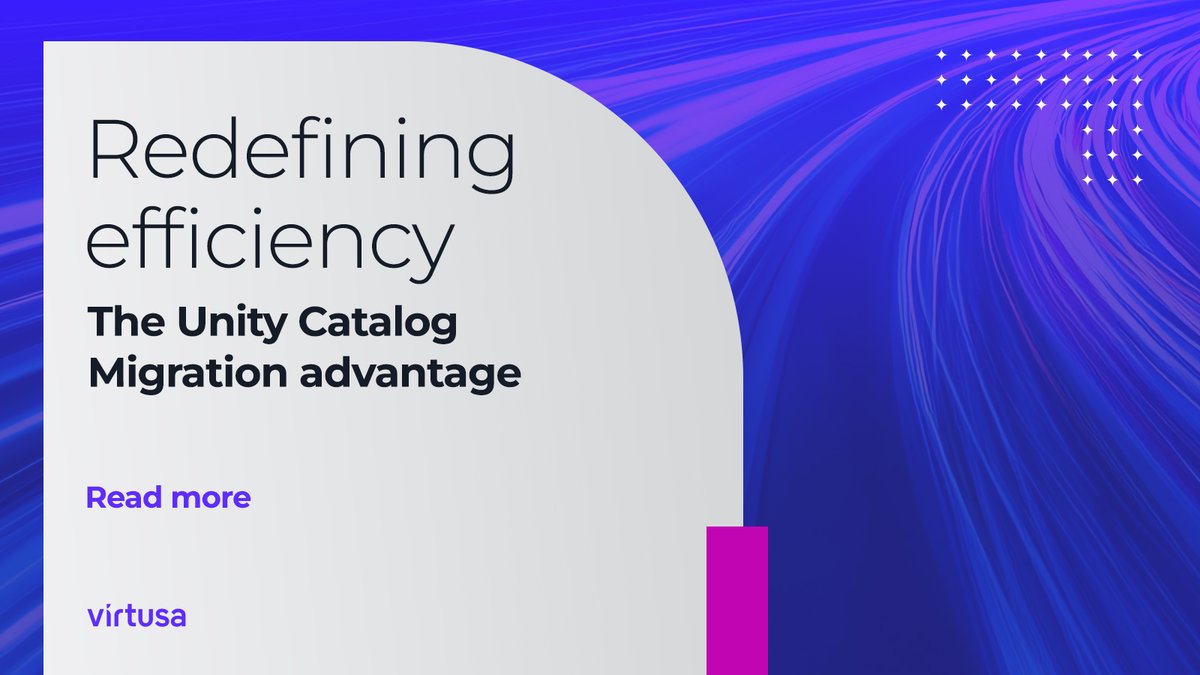 VirtusaCorp's tweet image. What if you could redefine your #datamigration experience? With Virtusa’s Unity Catalog Migration Studio™, you can cut time, costs, and complexity with minimal disruptions. Learn more: splr.io/6018tutss
#DataGovernance #Databricks #AIandAnalytics