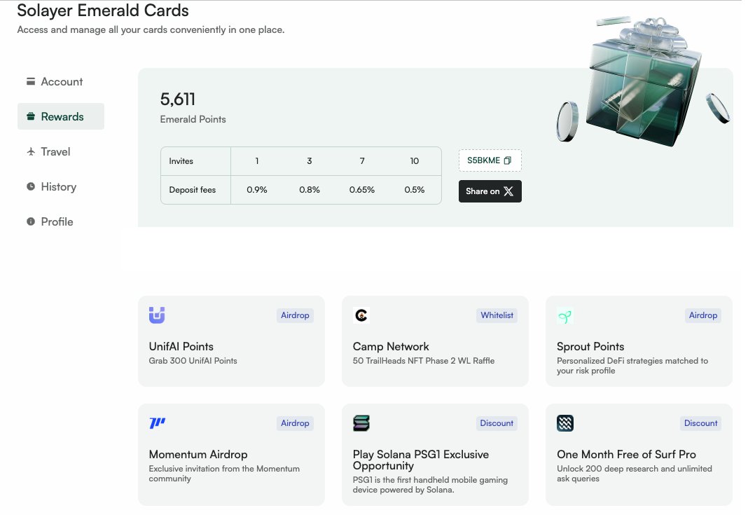 yichuan_drive's tweet image. gLayer Pals 🤜🤛

&amp;gt; While everyone baiting ya to Ape in #Tria, I'm calling ya to rush into @solayer_labs's #Emerald card 👀 Link here: app.solayer.org/card?invite=S5… 

💡 Spend Crypto $USDC on Solana with Solayer’s @emerald_card, there're bunch of benefits that u can get from it:
✍️