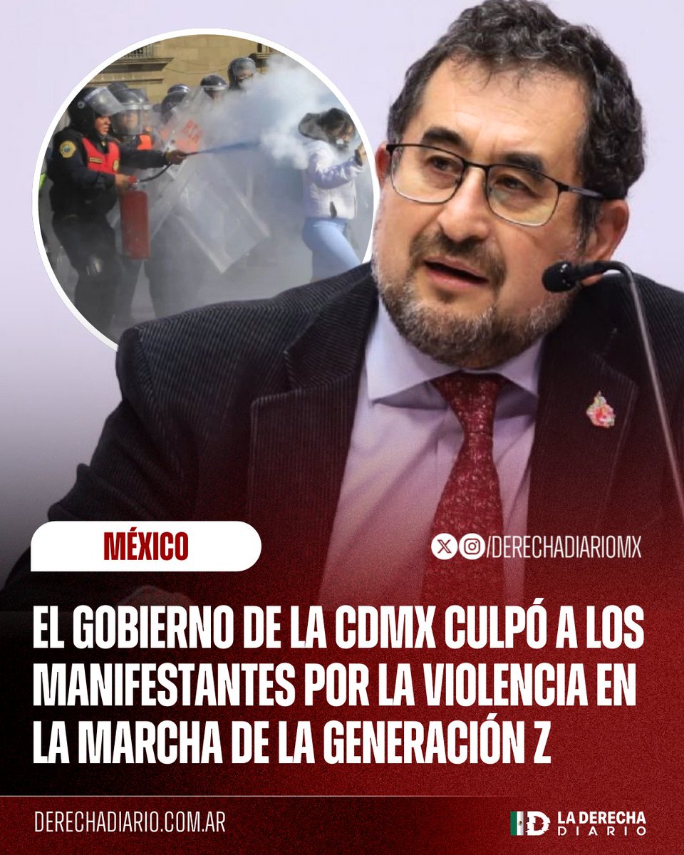 DerechaDiarioMX's tweet image. 🇲🇽 | DESGRACIADOS: El funcionario de la CDMX, César Cravioto, culpó a los manifestantes por la violencia en la marcha de la Generación Z, asegurando que los policías &quot;respondieron a las agresiones&quot;, pese a que videos muestran que fueron ellos quienes comenzaron la represión.