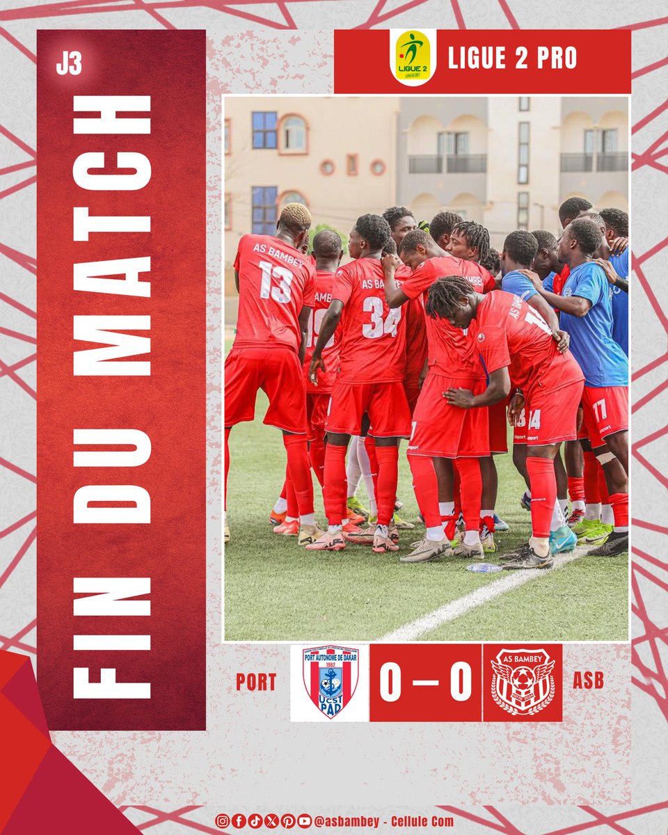 as_bambey's tweet photo. 🔚𝙁𝙄𝙉 𝘿𝙐 𝙈𝘼𝙏𝘾𝙃 | On a décroché un match nul face à UCST Port
Score Final : UCST PORT 0-0 ASB
#findumatch #scorefinal #UCSTPORTASB https://t.co/DFdfZGdOJ3