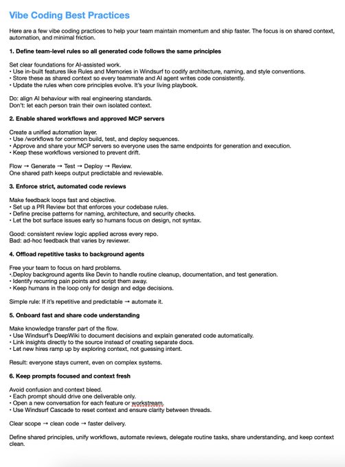 aibytekat's tweet image. 6 vibe coding rules to 10x your team (Save this for later)