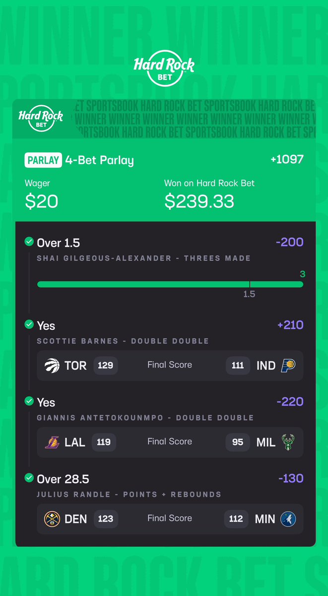 Another big winner for the discord!! Playing it back tonight! 

📚 Research powered by <a href="/yourlinemate/">Linemate</a>

Grab your own research on Linemate+ ⬇️
linemate.onelink.me/P4de/y1dq3j6x

Link to join Dads Bet Club Discord (I'll research for you)
🔗: whop.com/c/dadsbetclub/…