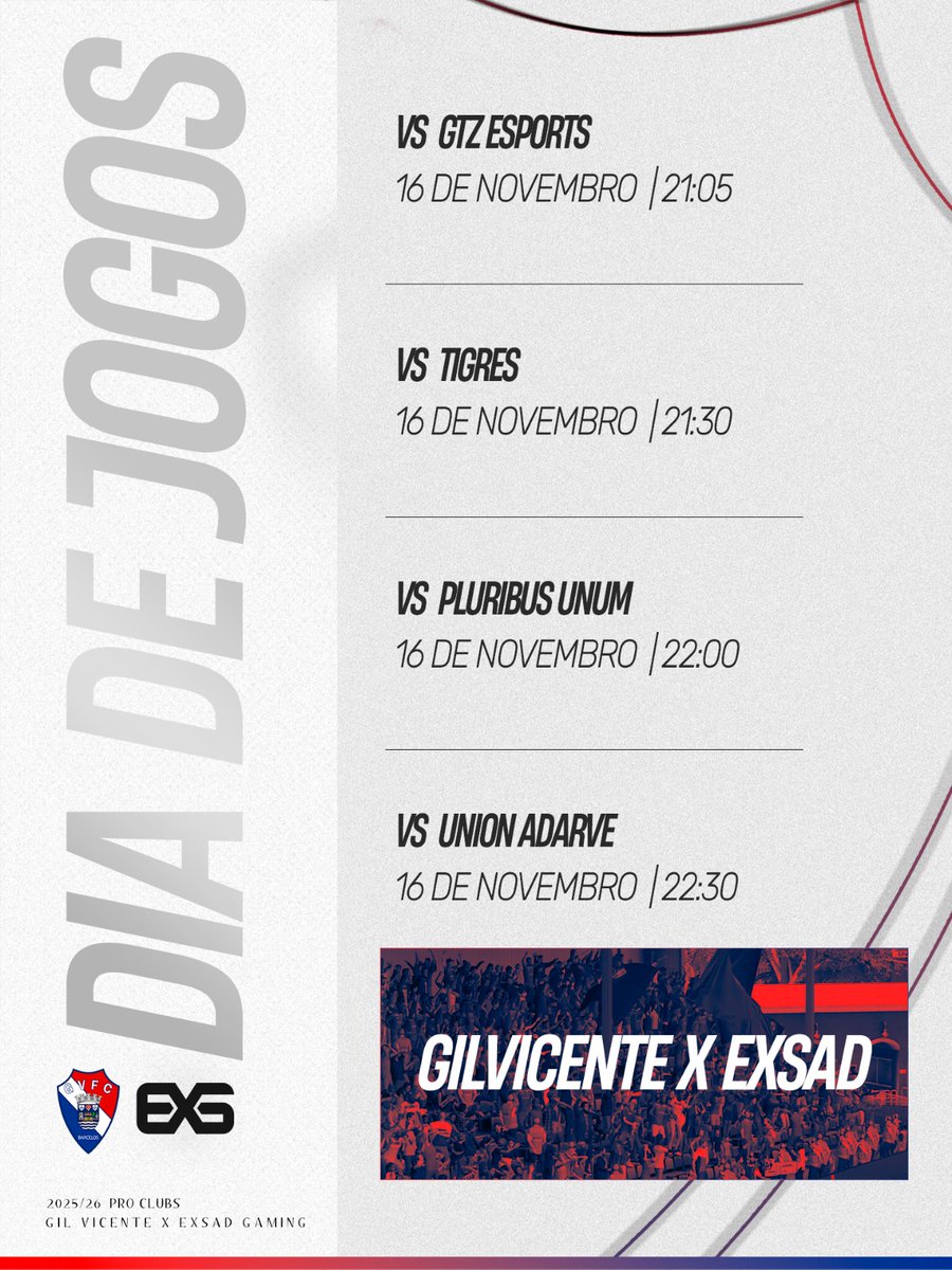exsadggoficial's tweet image. É dia… 🎮

21h05  🆚 @GTZEsports 
21h30  🆚 #TIGRES
22h00 🆚 #PLURIBUSUNUM
22h30  🆚 #UNIONADARVE

Vamos com tudo!
@GVFC_esports | #WeMakeitLookeasy