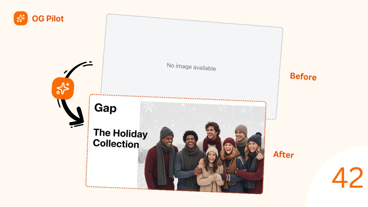 RaulOnRails's tweet image. Day #42 of OG image remakes: @Gap 👖✨

GAP is an absolute retail giant, but their OG images were literally showing... nothing. A blank gray box on every product and collection page. That means millions of social shares and messages were going out with zero visual appeal. No…