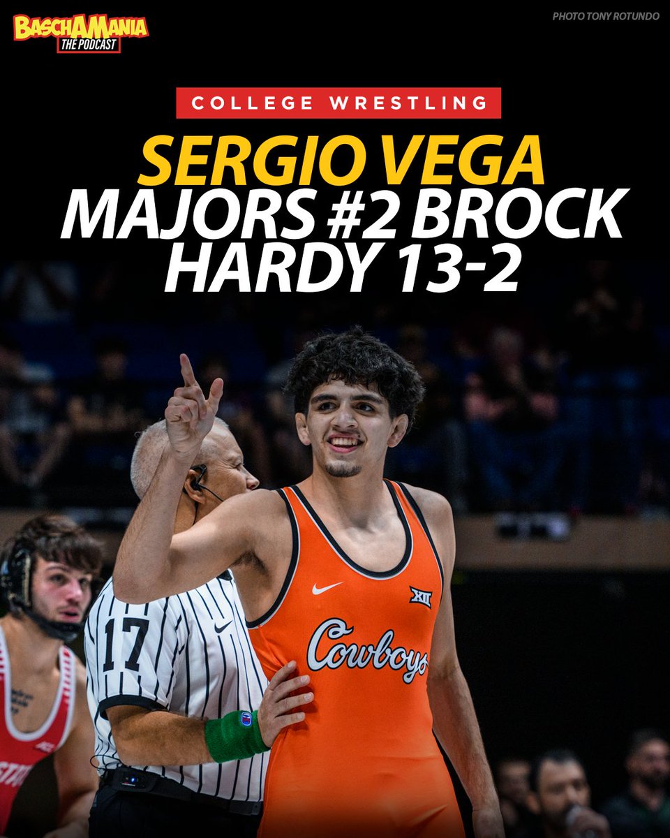 "The Showman" Sergio Vega just keeps rolling &amp; outdoing himself! He now MAJORS #2 Brock Hardy - a 3x All-American - 13-2 as Oklahoma leads Nebraska 13-0.