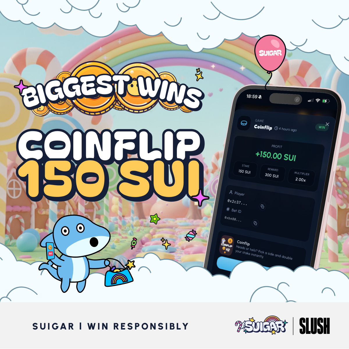COINFLIP TOP 1 🎯

This one wasn’t hit just once by one person… it was hit 12 TIMES.
Each time with a MASSIVE 150 SUI win. 🪙🔥

The adrenaline on this one is unreal… Suigar energy only 🍬

Feeling lucky? Try doubling your bet on 👉 suigar.com/coinflip

<a href="/Suigar_com/">Suigar</a> ×