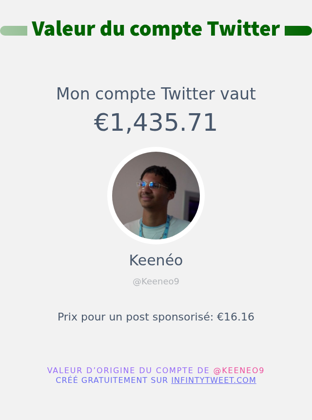 Mon twitter vaut: €1,435.71

➡️ infintytweet.me/account-worth?…