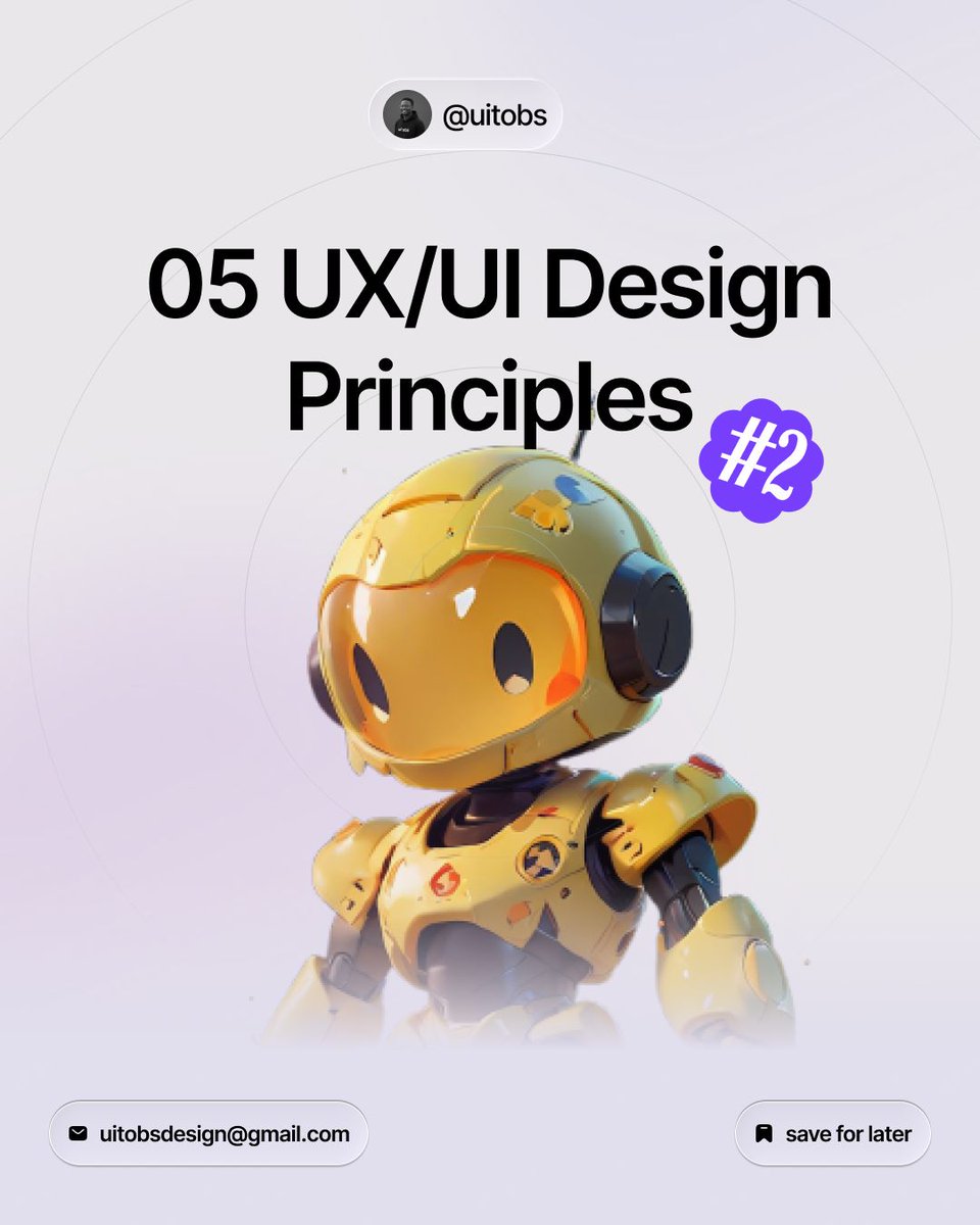uitobs's tweet image. PART 2
UX/UI principles sound simple
But they are the quiet force behind every smooth experience.

Each one shifts the way users feel
And the way they move

Which one shapes your work the most?
#userinterface #designprinciples  #uxdesign #uidesign #productdesign #designtips #uxu