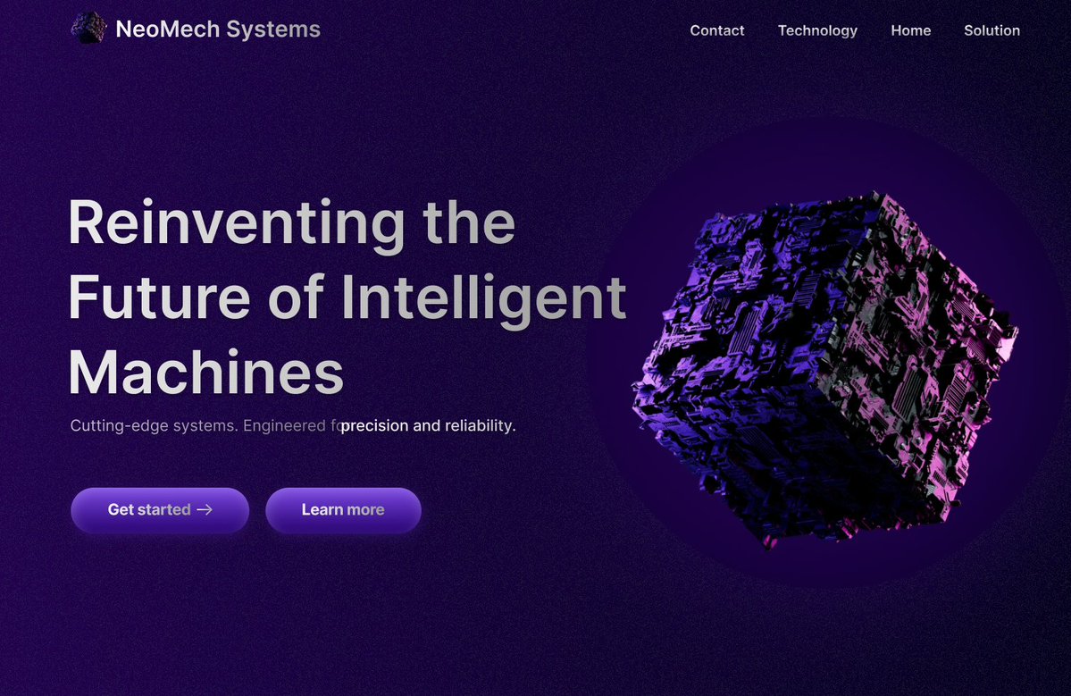 uxtogrul's tweet image. NeoMech Systems Hero – Reinventing the Future of Intelligent Machines. Futuristic landing page with animations 🚀 

#WebDesign #Framer #UIDesign #AI #Tech #landingpage #futuristic
