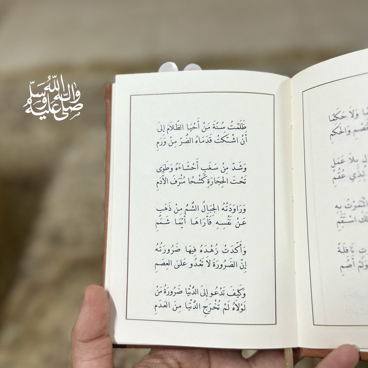 "وكيف تدعو إلى الدنيا ضرورةُ مَن
لولاه لم تخـرُجِ الدنيا مِـن العـدَمِ"

ﷺ 🤎
