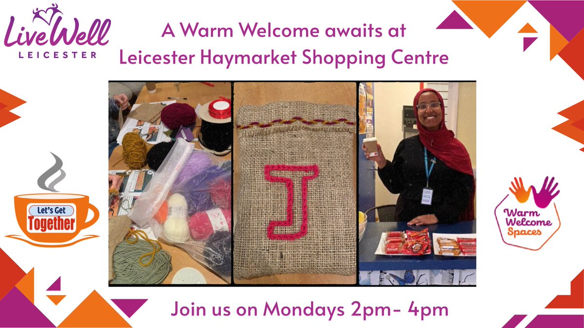 LiveWellLeics's tweet photo. Join our #WarmWelcome space in the Haymarket! 💛
Connect, make new friends, and get involved in sustainable crafts. 🌱✨

Find your nearest #WarmWelcome space: https://t.co/YEm0zOB8Fb

#warmwelcomespace #warmspace  #warmwelcomeuk
#letsgettogether #stayconnected #Leicester https://t.co/F8qUH5RU2S