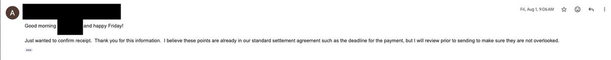 timeforus_org's tweet image. 174/
Amy’s reply that morning wasn’t long — but it didn’t need to be.

She confirmed receipt, acknowledged the points I’d outlined, and agreed to review everything before sending the formal offer.
Exactly what I’d asked for.

#TimeForUs #Progress