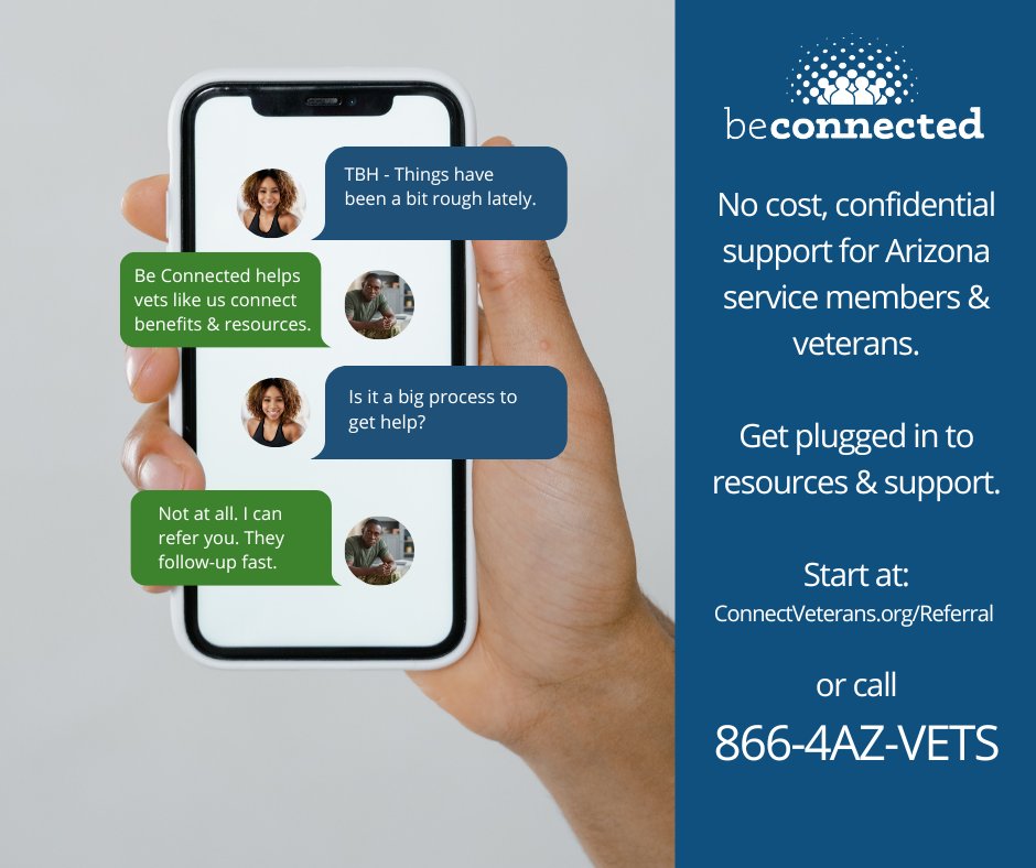 Ensure that military families relocating to Arizona don’t miss out on helpful resources, benefits, and programs. Share the support line, 866-4AZ-VETS, so they get connected!