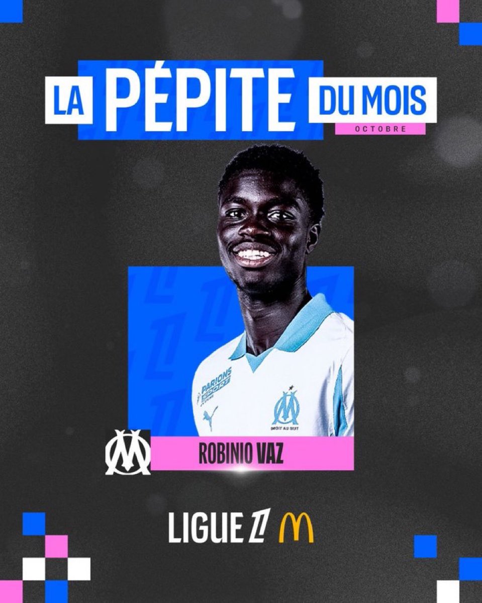 Be_OM13's tweet image. 🚨ROBINIO VAZ 🇫🇷 EST ÉLU PEPITE DU MOIS D’OCTOBRE EN LIGUE 1 !!!! 

Bravo minot 👏