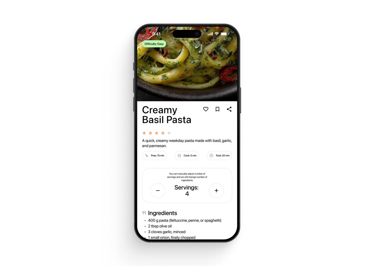 DesignerAleksa's tweet image. Day 9 of my UI Design Challenge: Mobile Cooking App Screen

Made it in 1 hour — what do you think?

#UIDesign #DailyUI #UIChallenge #UIUX #DesignPractice #figmadesign