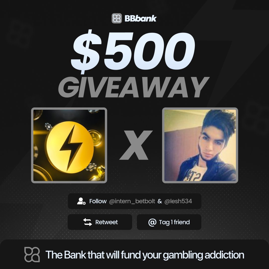 lesh534's tweet image. $500 Giveaway 🏦 

- Follow @intern_betbolt &amp;amp; @lesh534
- Like &amp;amp; RT
- Tag 1 friend