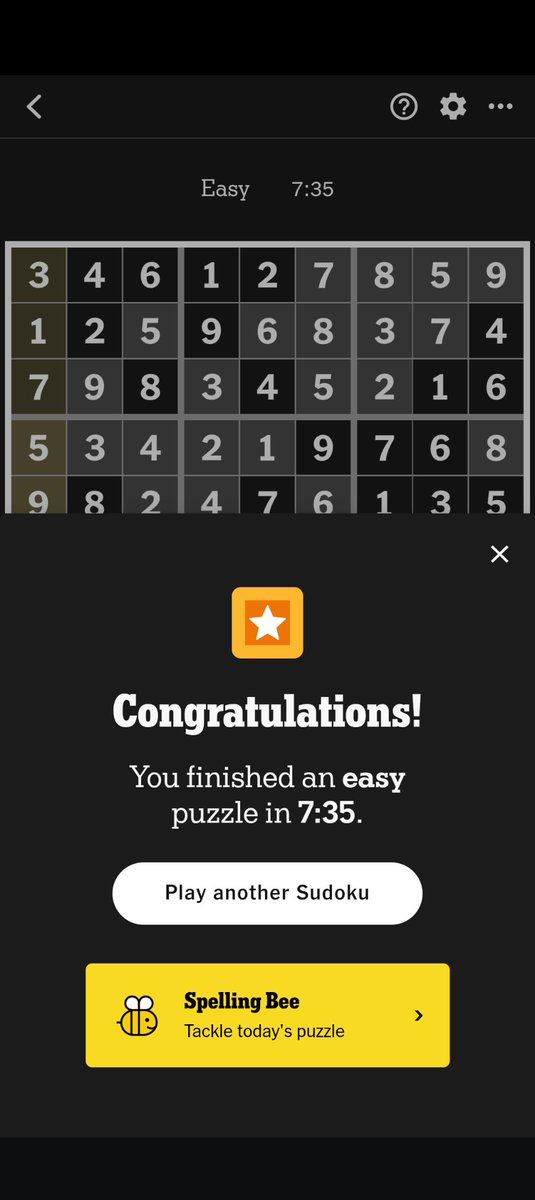 seanbamforth's tweet image. I&apos;ve got my NYT easy sudoku speed down consistently under 10 minutes now. Still a way to go before I match others who do it.