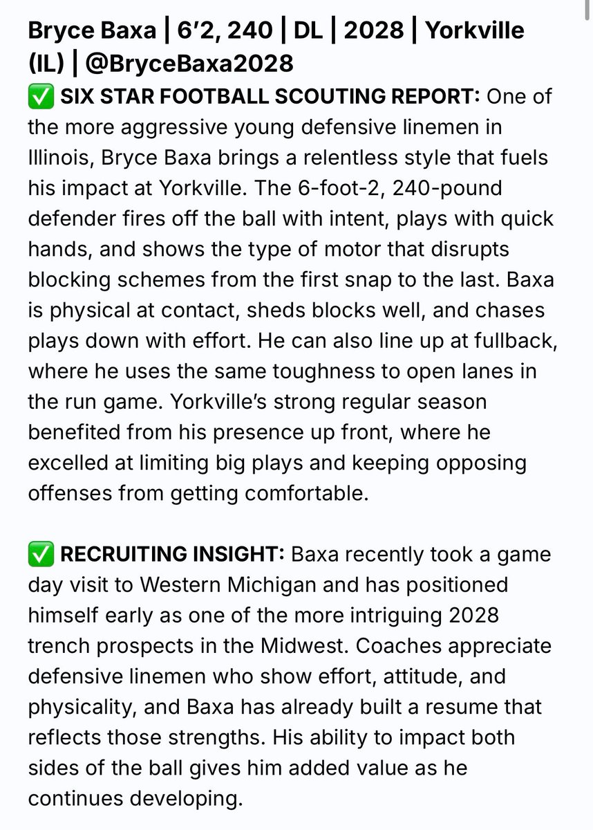 Thank you <a href="/sixstarfootball/">Six Star Football | PLUS+</a> for the write up. I’m just getting started. I’ll never stop working.
<a href="/CoachDanMcGuire/">Dan McGuire</a> <a href="/DeepDishFB/">DEEP DISH FOOTBALL</a>
<a href="/PrepRedzoneIL/">Prep Redzone Illinois</a> <a href="/EDGYTIM/">Timothy “EDGYTIM” OHalloran</a>
<a href="/ChiPlayerWatch/">Chicagoland Player Watch</a> <a href="/CoachChris_Roll/">Coach Chris Roll</a>
<a href="/CoachBigPete/">Peter "Coach Big Pete" Leinweber</a>