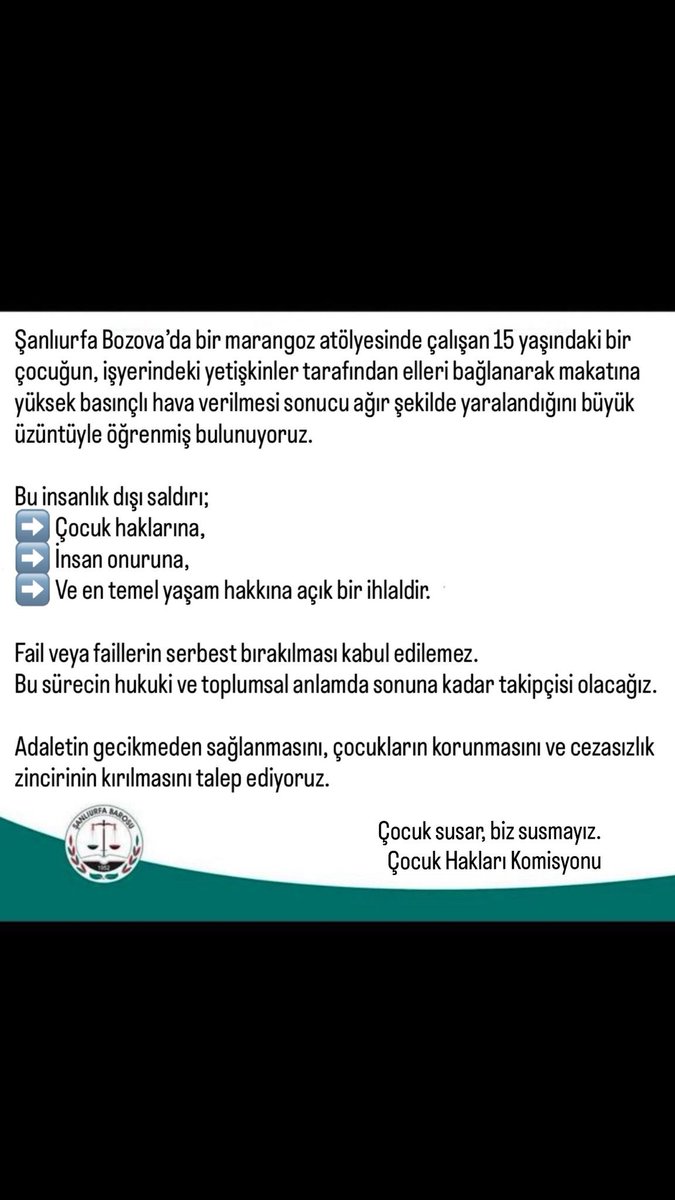 Şanlıurfa Barosu Çocuk Hakları Komisyonu (@urfabarosucocuk) on Twitter photo 